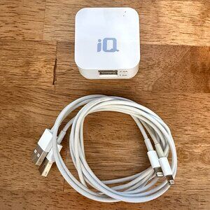 IQ Dual Port Wall Charger Adapter with 2 Iphone USB to Lightning Cables